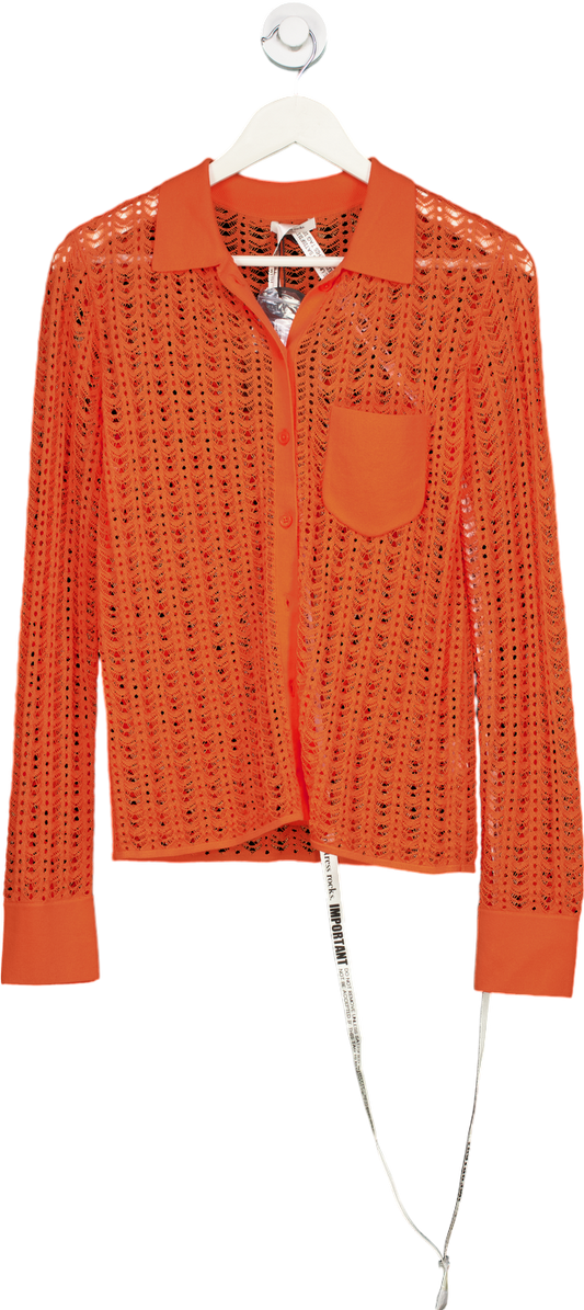 Mistress Rocks Orange Lily Pollen Crochet Shirt UK S