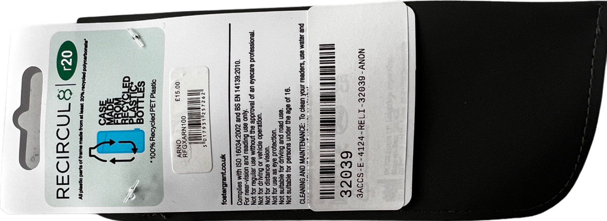 Foster Grant  Arno Lenses Reading Glasses  Black +1