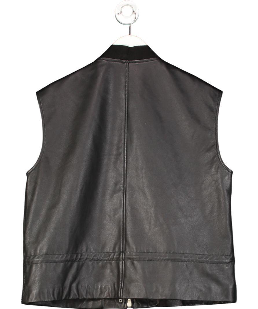 All Saints Black Sofi Relaxed Fit Leather Gilet UK 6