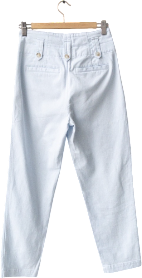REISS Light Blue Bradie Cotton Tapered Cargo Trousers UK 6