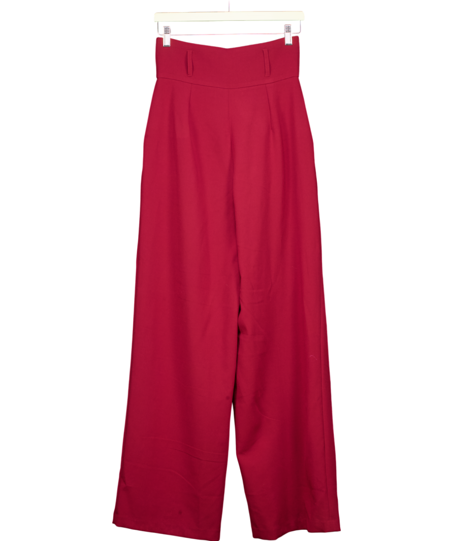 Karen Millen Red Premium Woven Viscose Crepe Wide Leg Trouser UK 6