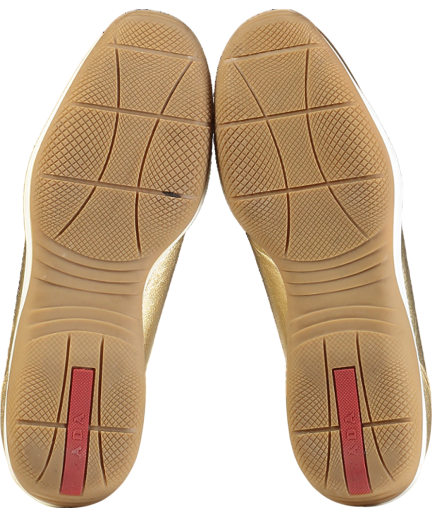 Prada Gold Leather Trainers UK 5 EU 38 👼