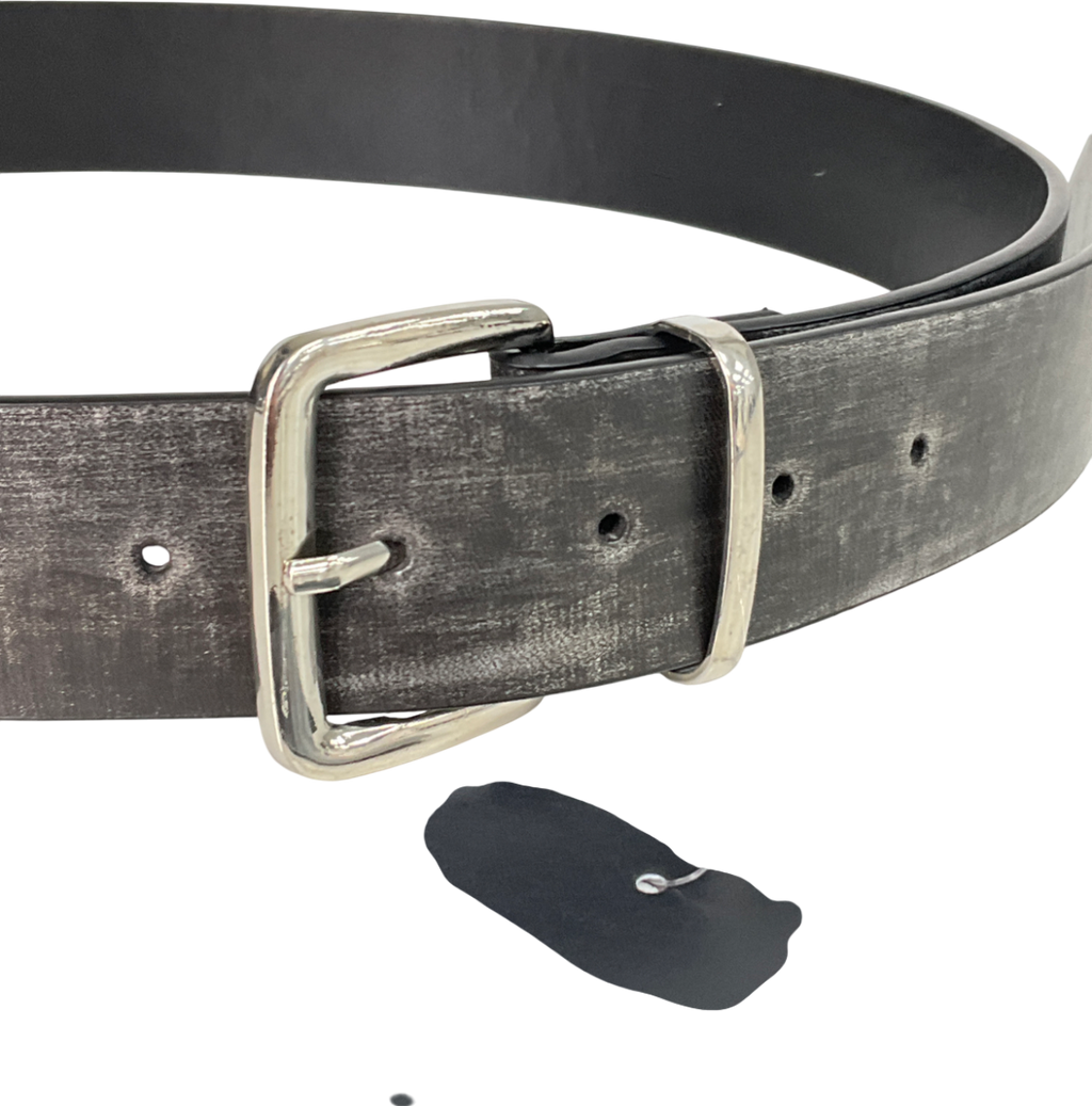Black Faded Leather Belt UK M/L