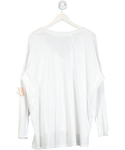 Free People White V Neck Loose Fit Top UK XS