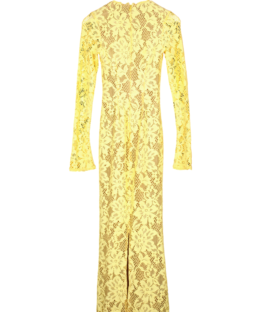 House of CB Yellow Indiana Plunge Lace Maxi Dress UK XS