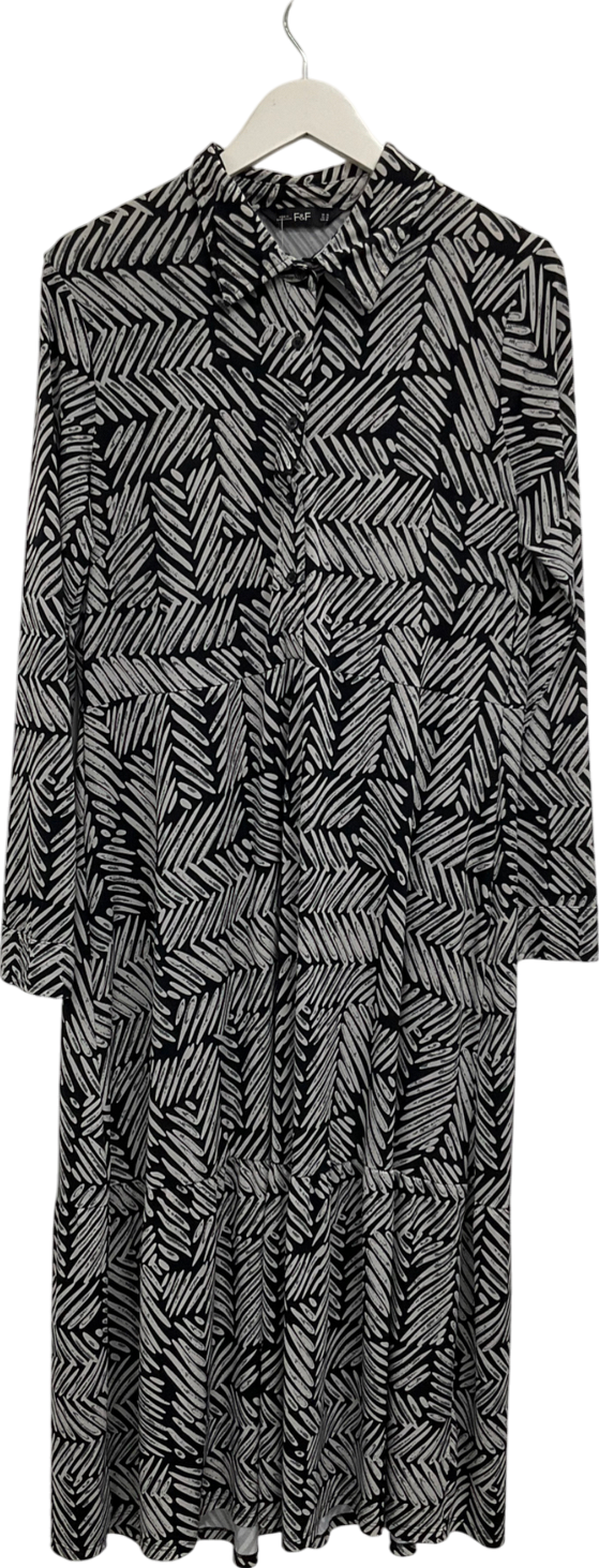 F&F Black And White Patterned Maxi Dress UK 18