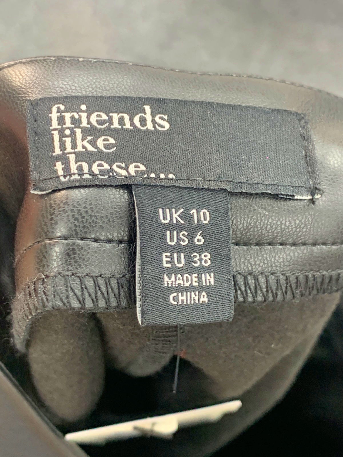 Friends Like These Black Faux Leather Shorts UK 10