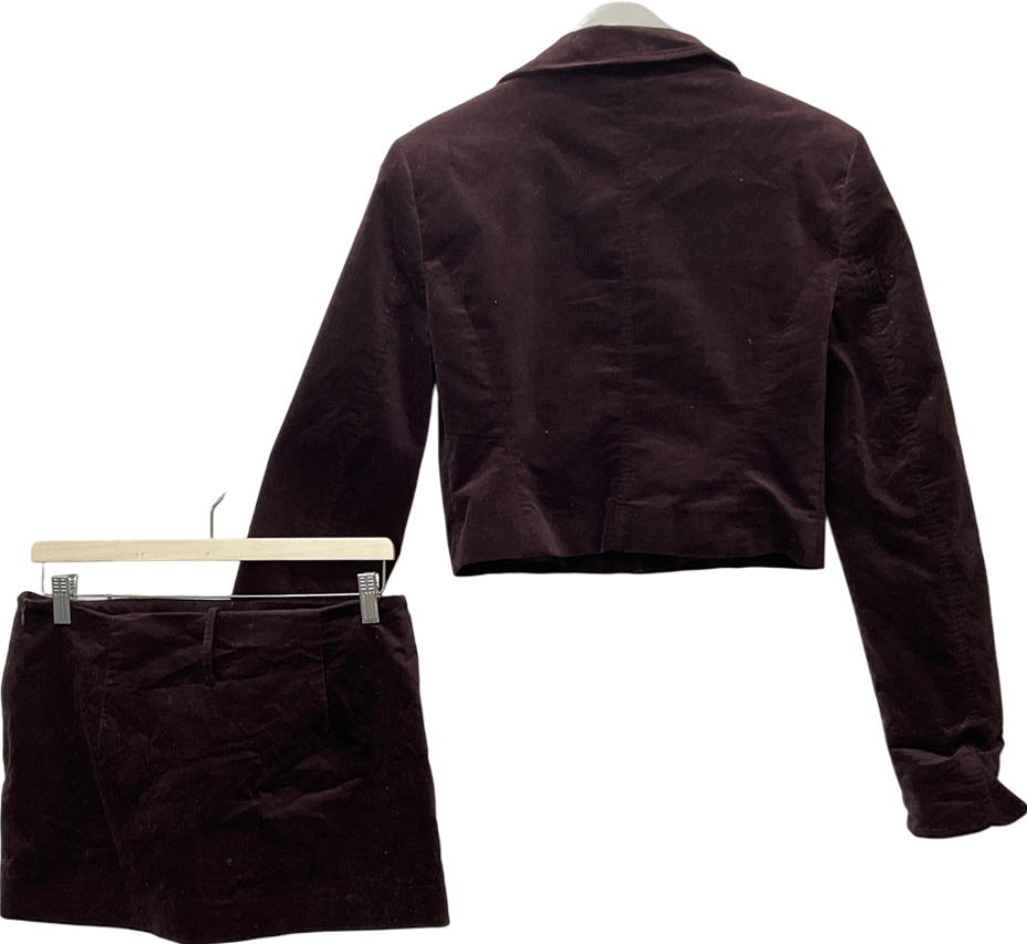 ZARA Purple Velvet Jacket And Velvet Skirt Set UK M