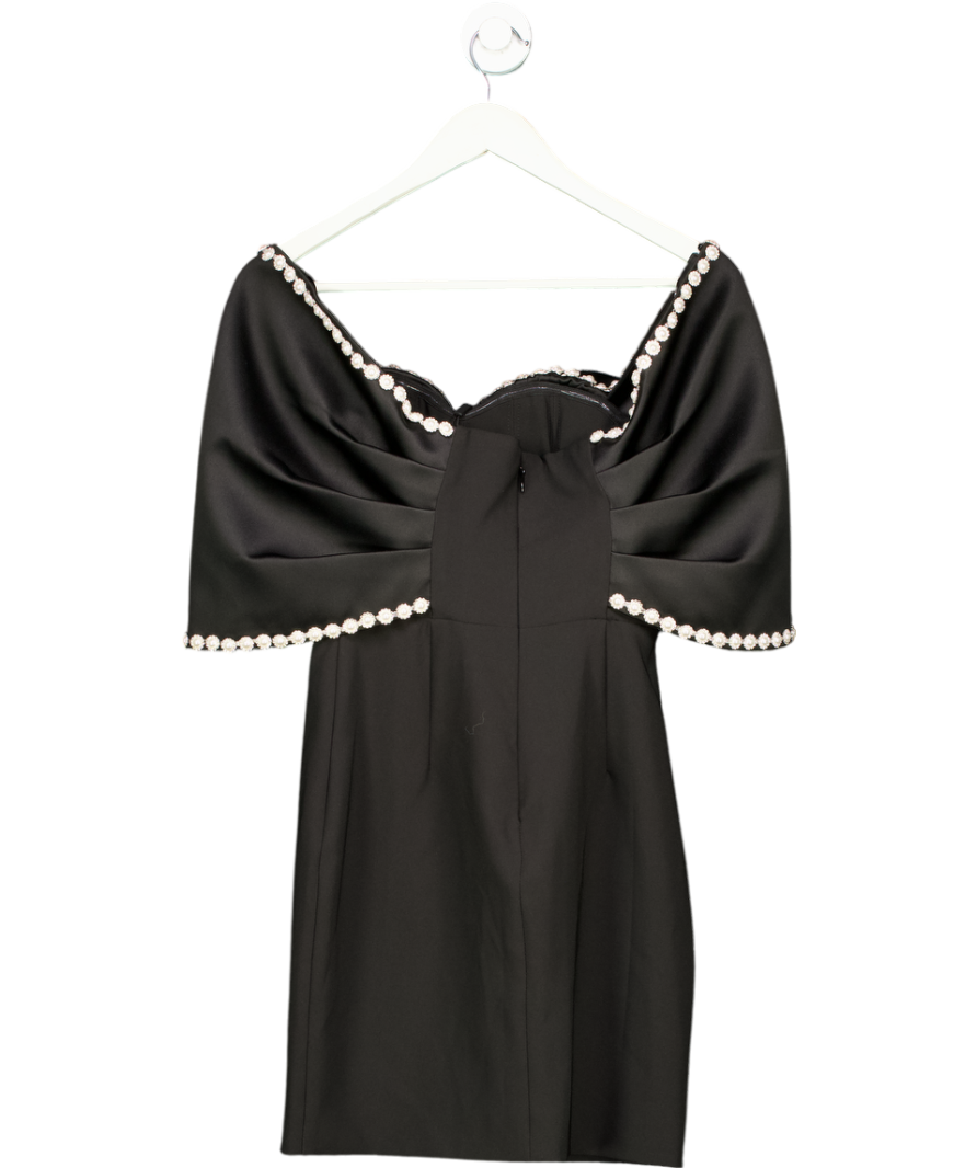 Lavish Alice Black Roxanna Bardot Embellished Volume Sleeve Mini Dress UK 6