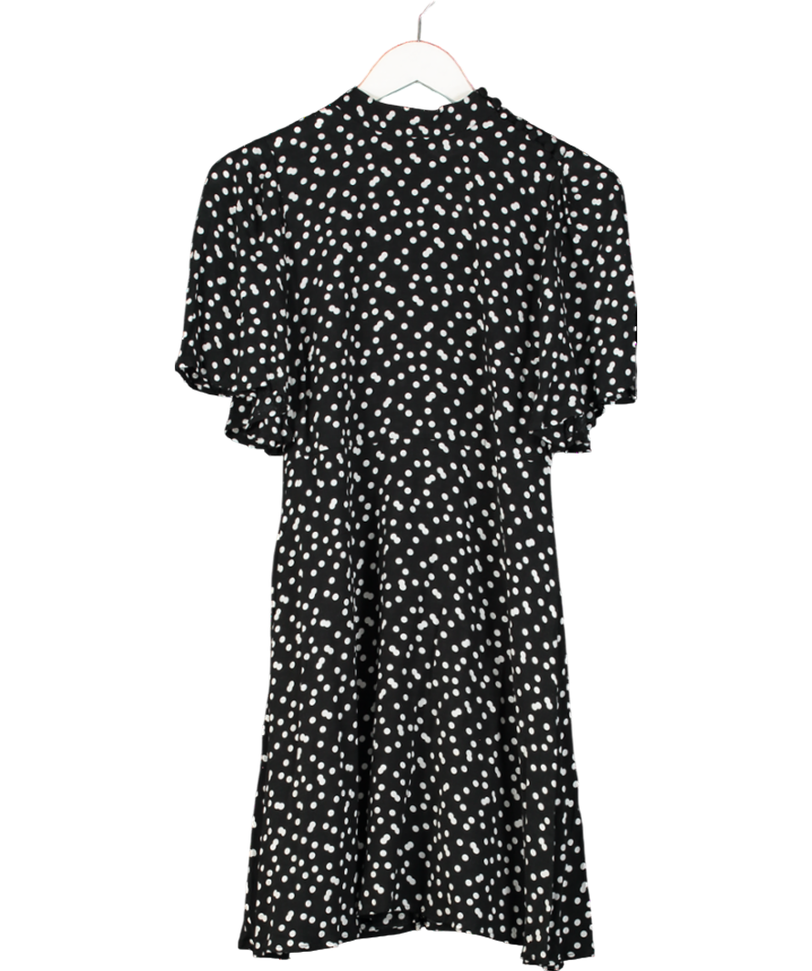 ZARA Black Polka Dot Knit Mini Dress UK S