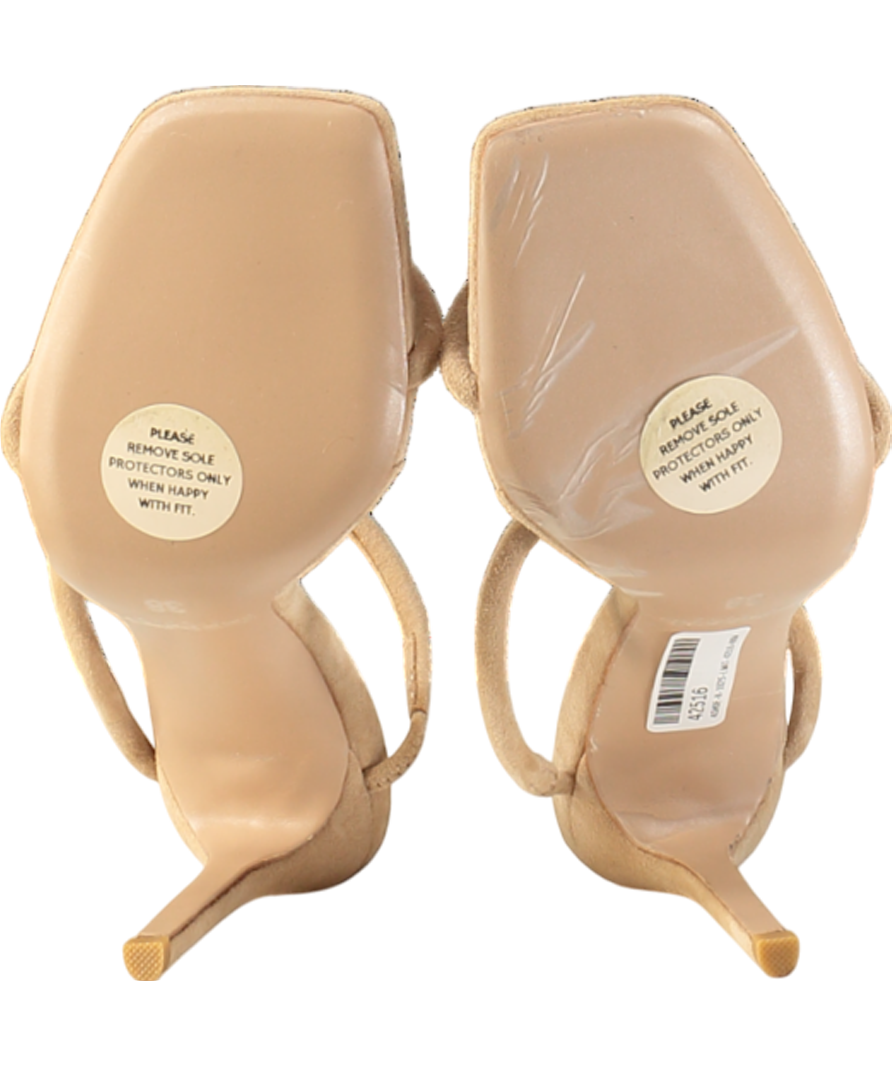 House of CB Beige Suede Barely There Heeled Sandals UK 5 EU 38 👠