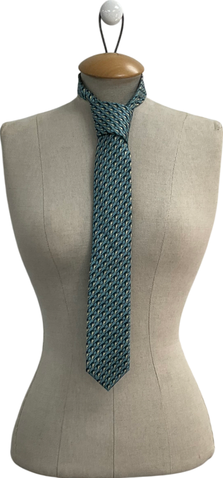 Dolce & Gabbana Blue Silk Fish Patterned Tie One Size
