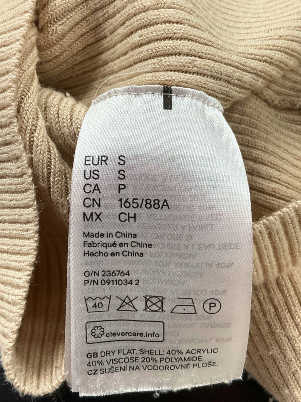 Kangol Beige Ribbed Turtleneck Sweater UK S