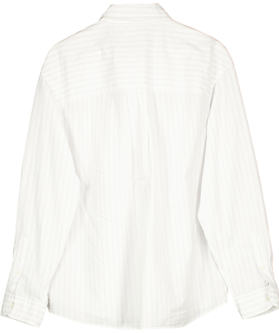 ZARA White Textured Regular Fit Shirt UK L