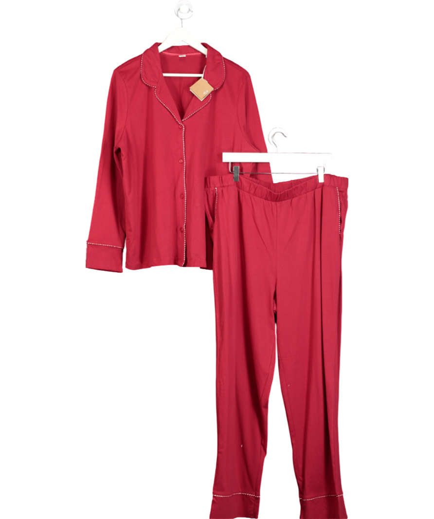 Chelsea Peers Red Stripe Piping Long Sleeve Pyjama Set UK 18