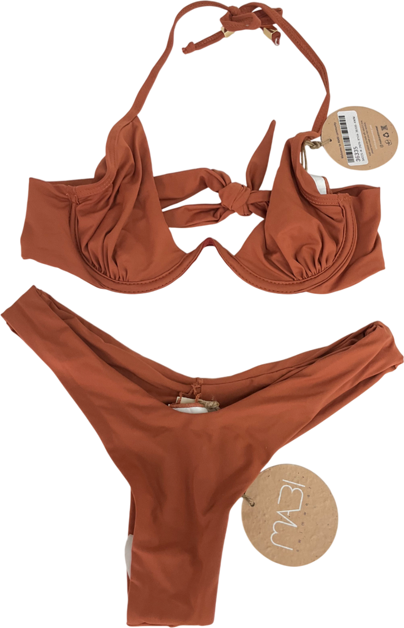 mabi swimwear Orange Dahlia Bikini Set UK S
