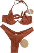 mabi swimwear Orange Dahlia Bikini Set UK S