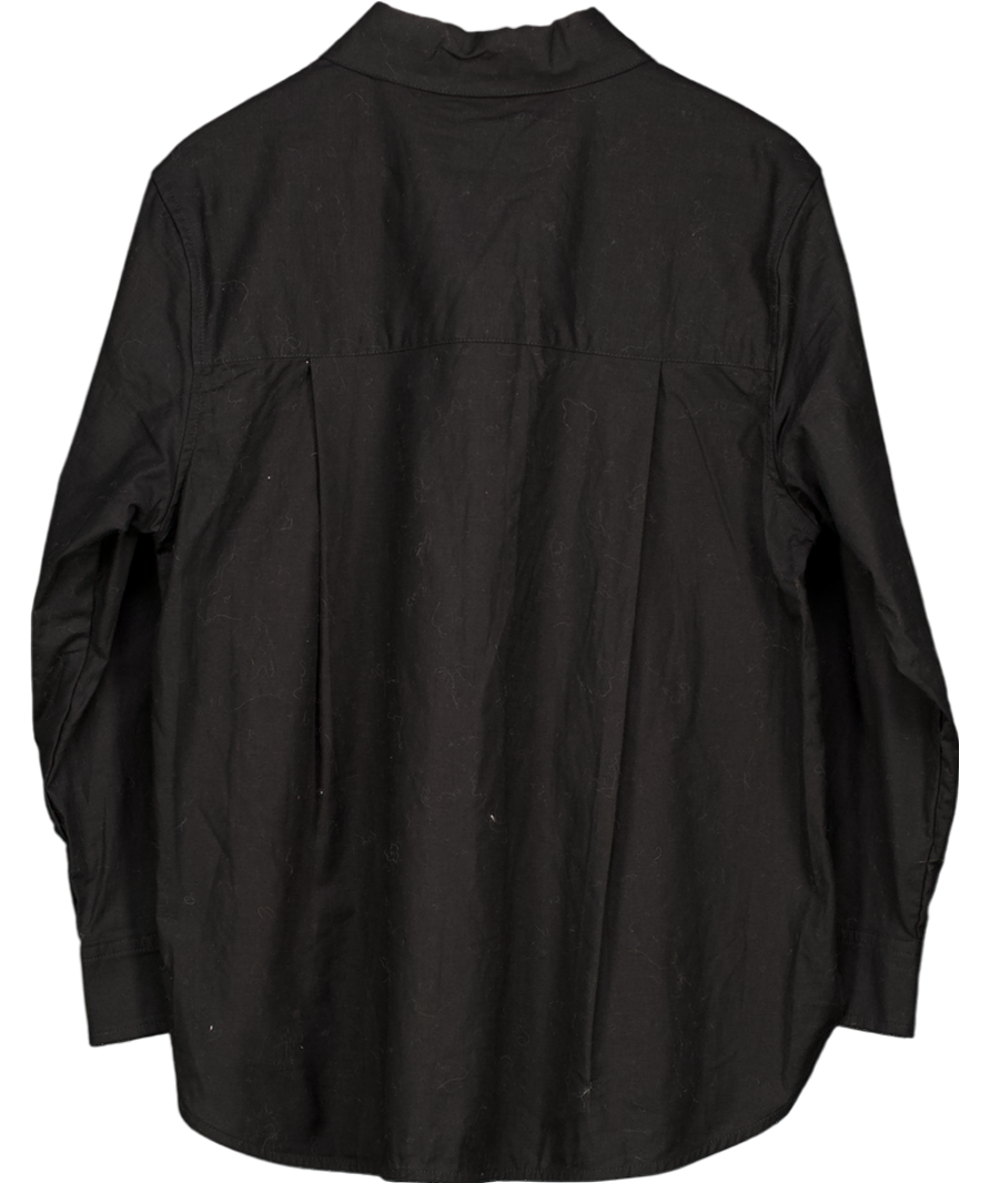 BOA Black Linen Long Sleeve Boyfriend Shirt UK XS