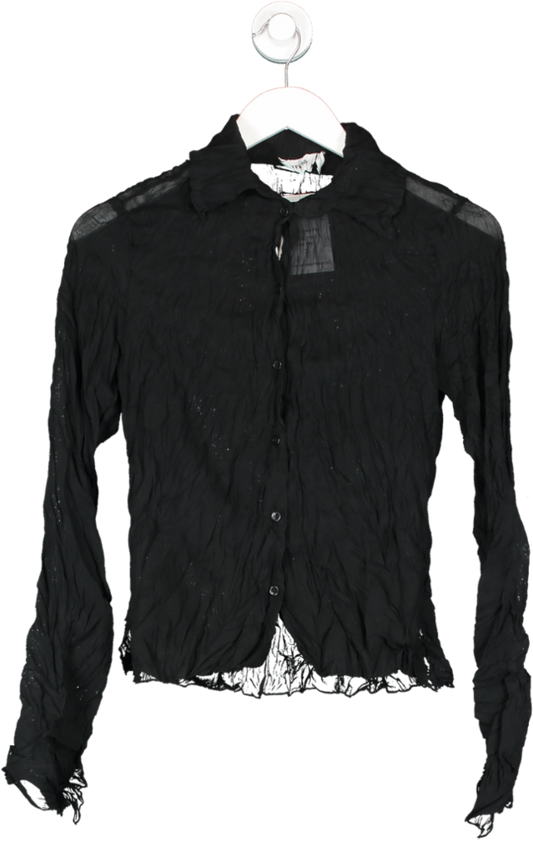 Weekday Black Crinkle Shirt UK S