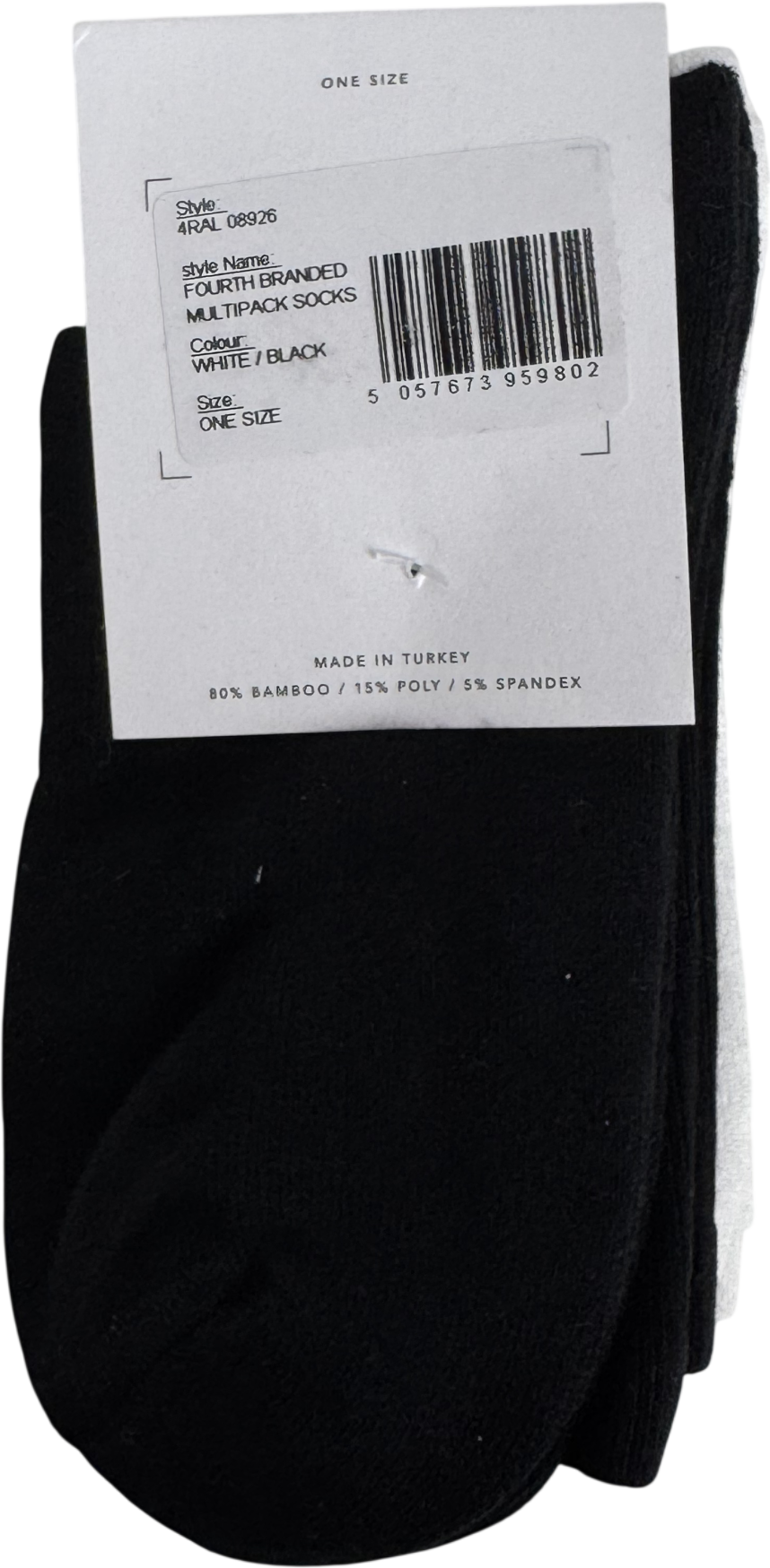 4th Reckless White & Black Multipack 4th Branded Socks One Size