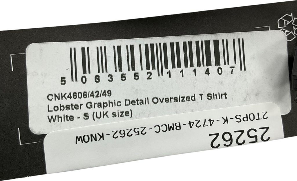 PrettyLittleThing White Lobster Graphic Detail Oversized T Shirt UK S