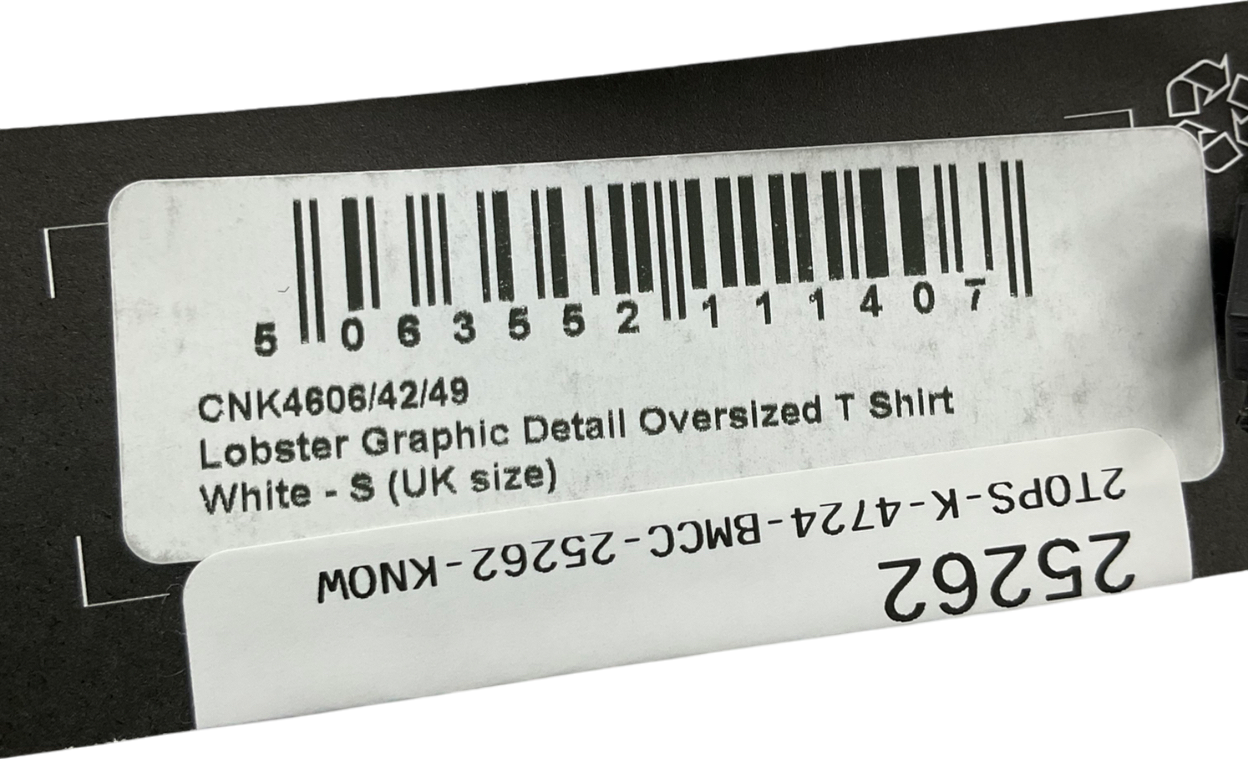 PrettyLittleThing White Lobster Graphic Detail Oversized T Shirt UK S