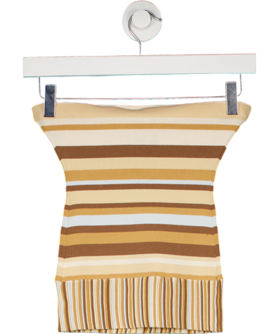 Faithfulll the Brand Yellow Citara Striped Knitted Cotton-blend Tube Top UK 6