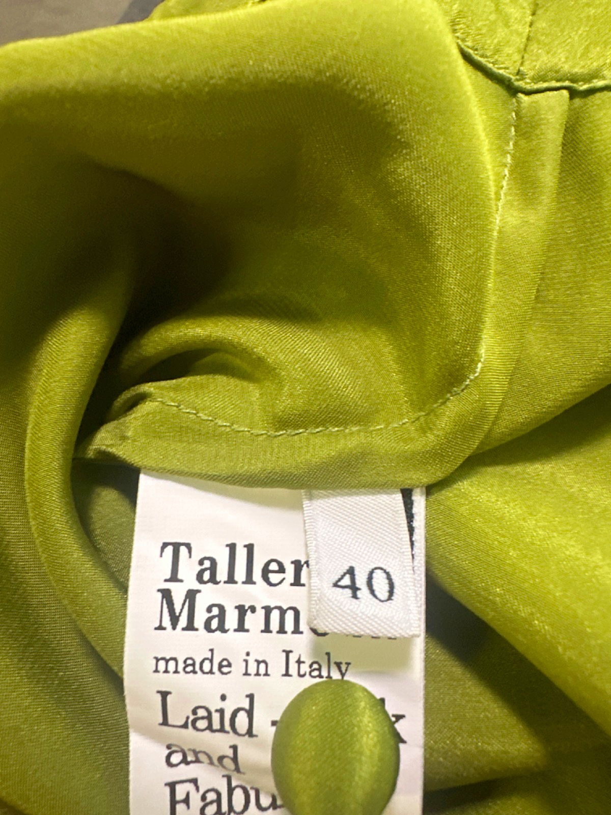 Taller Marmo Green Pure Silk Satin Kaftan Dress Size EU 40 UK 8