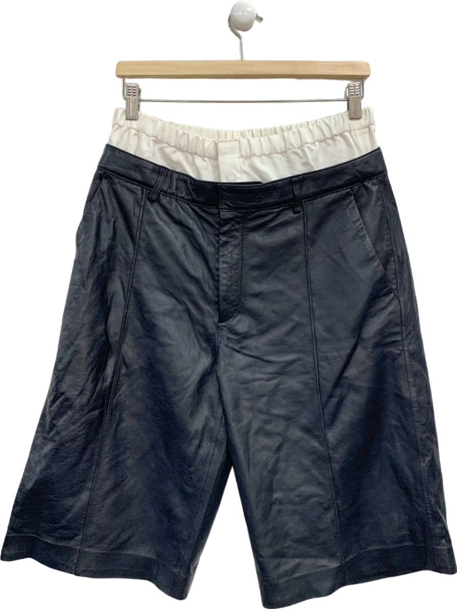H&M Black Leather Shorts with Contrast UK W34