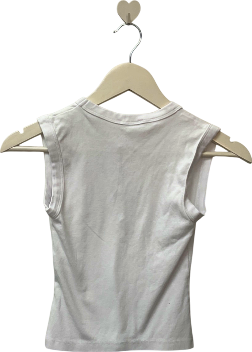 Zara White V-Neck Sleeveless Top UK S