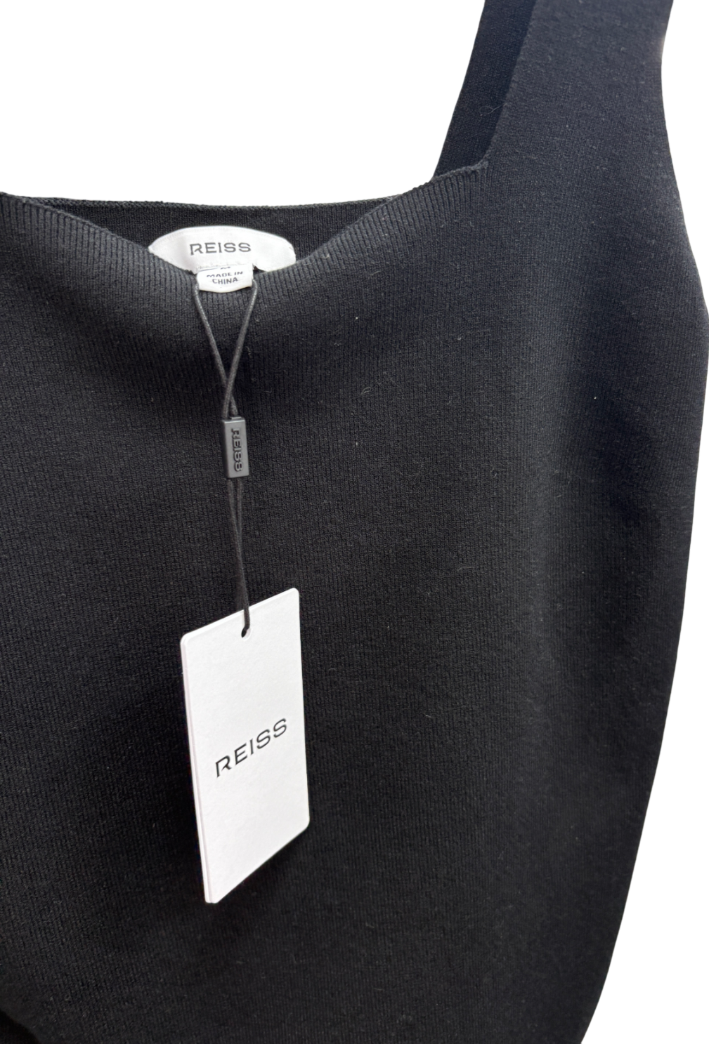 REISS Black Harper Square Neck Knitted Vest UK M