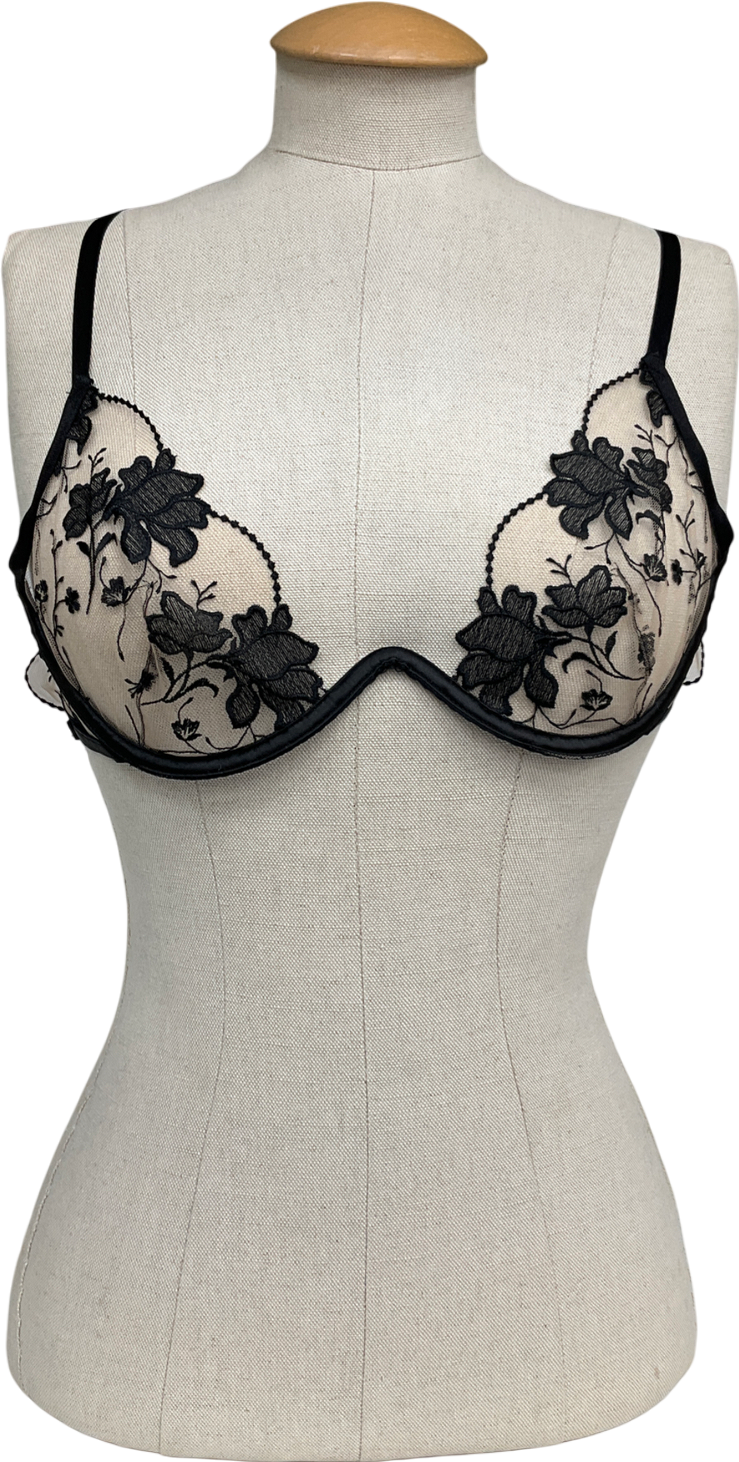Bluebella Yvette Embroidered Sheer Bra Black UK 34C