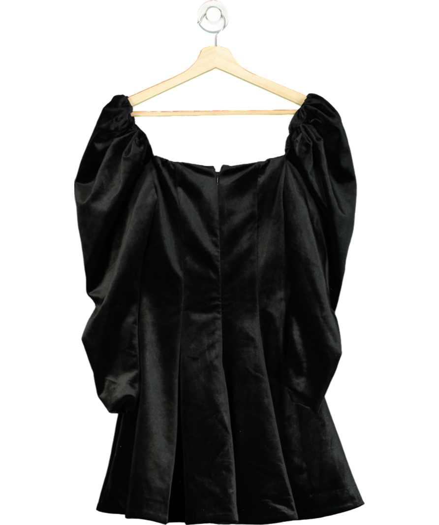 Club L Black Velvet Sweetheart Puff-sleeve Mini Dress UK 8