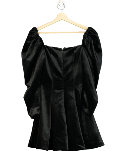 Club L Black Velvet Sweetheart Puff-sleeve Mini Dress UK 8