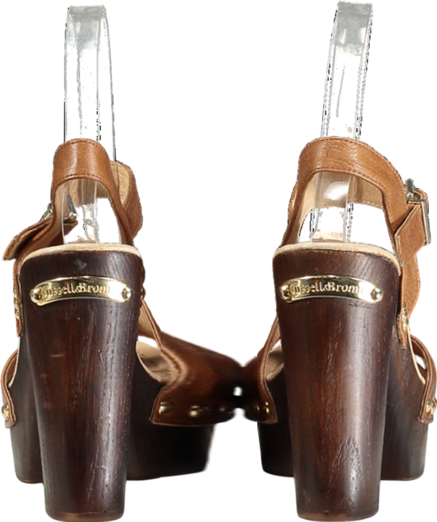 Russell & Bromley Brown Chunky Platform Leather Heeled Sandals UK 3 EU 36 👠