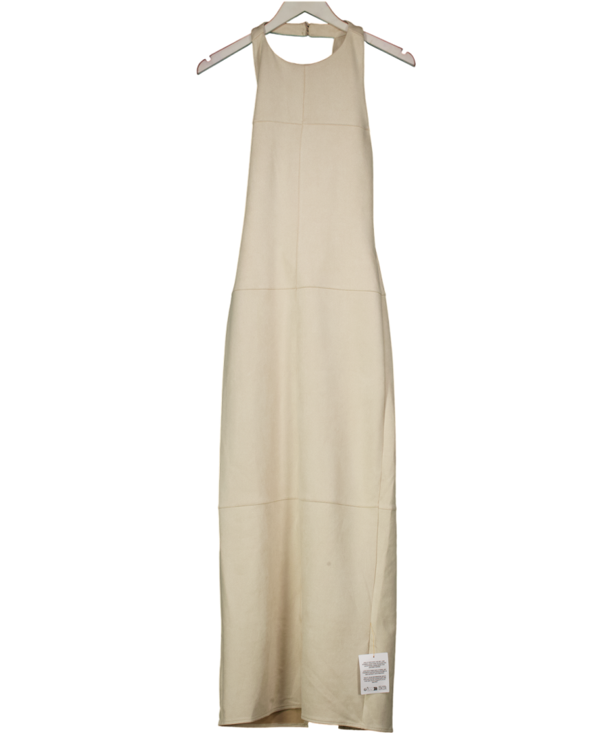 ASOS Cream Drape Back Suede Midi Dress UK 8