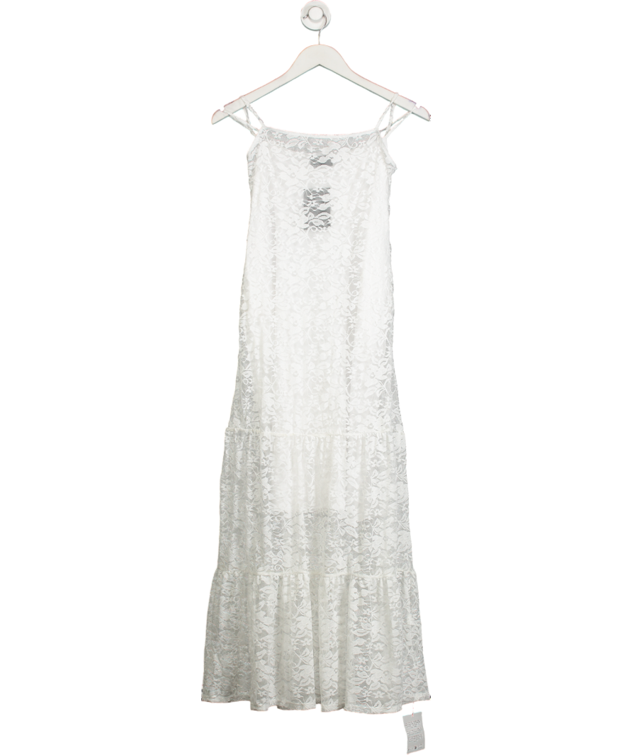 ASOS White Strappy Lace Floral Maxi Dress UK S