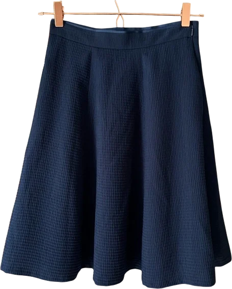 REISS Navy Blue Textured Hannah Flippy Mini Skirt With Pockets UK 6