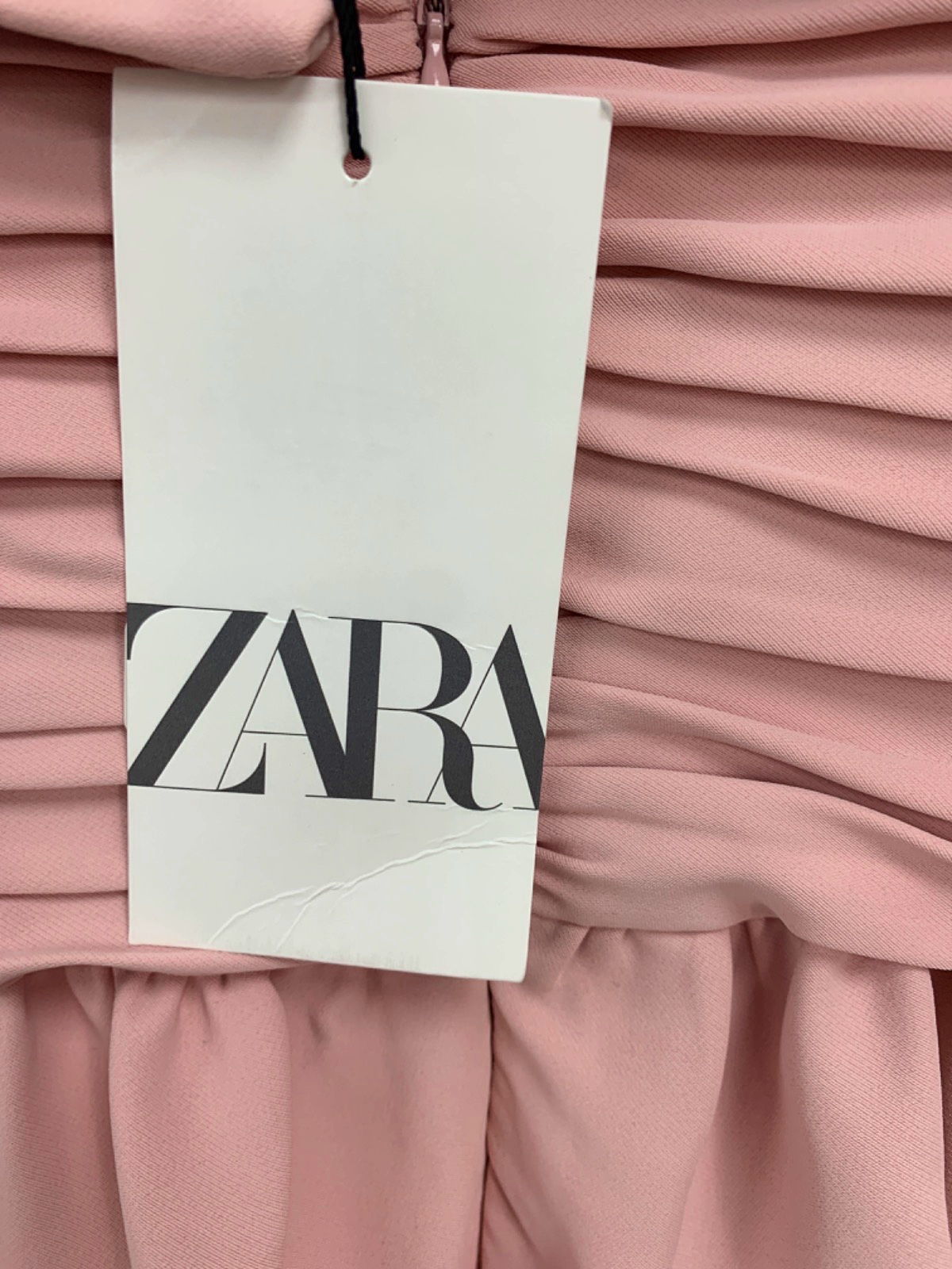 Zara Pink Ruched Detail Dress UK S