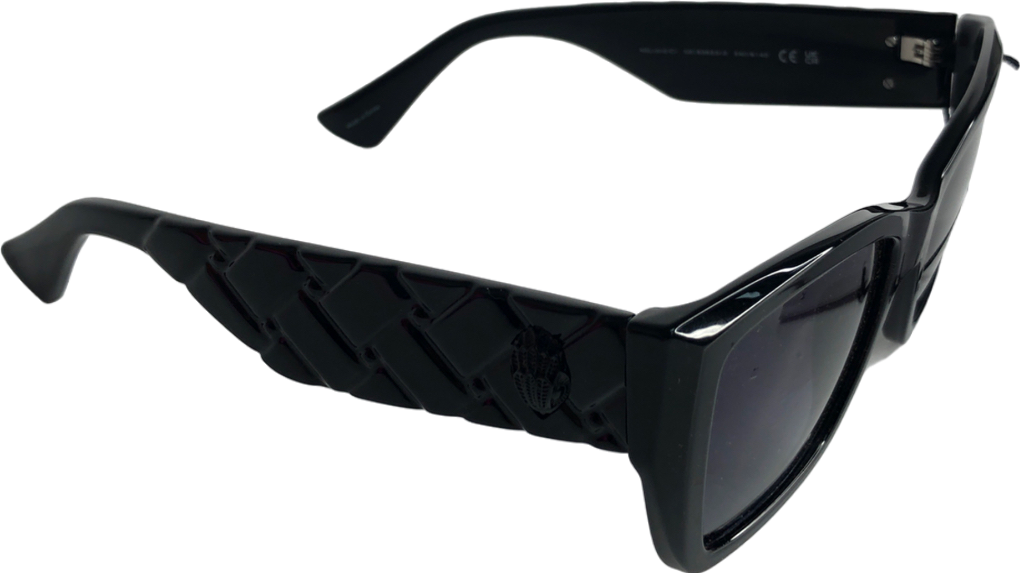 Kurt Geiger Black Rectangle Quilted Arm detail Kensington Sunglasses