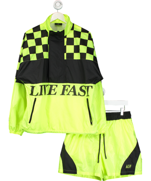 LFDY Yellow Live Fast Print Waterproof Jacket & Shorts UK M