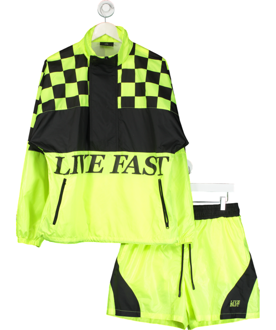 LFDY Yellow Live Fast Print Waterproof Jacket & Shorts UK M