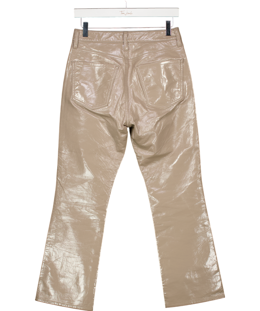 Citizens of Humanity Beige Cashew Patent Isola Cropped Boot Recycled Real Leather Jeans W25