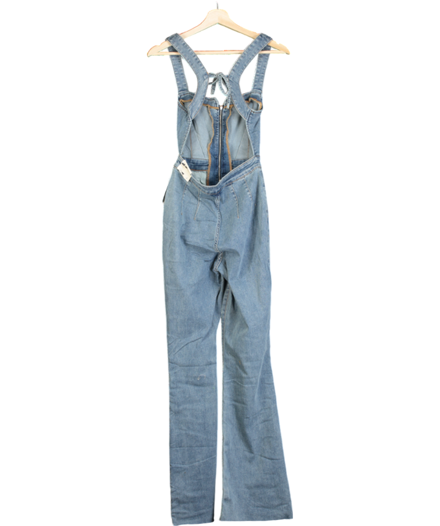 Free People Blue Crvy 2nd Ave Jumpsuit UK XS