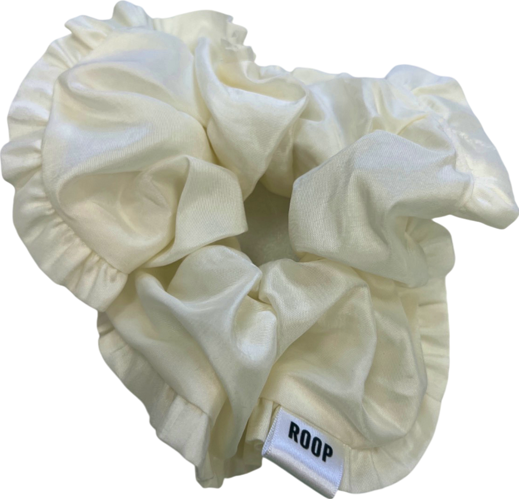 Roop White Satin Hair Scrunchie