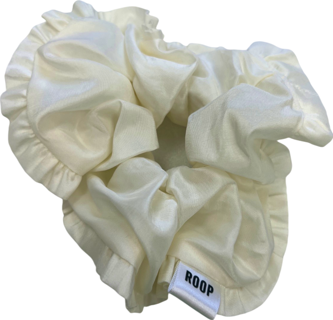 Roop White Satin Hair Scrunchie