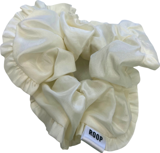 Roop White Satin Hair Scrunchie