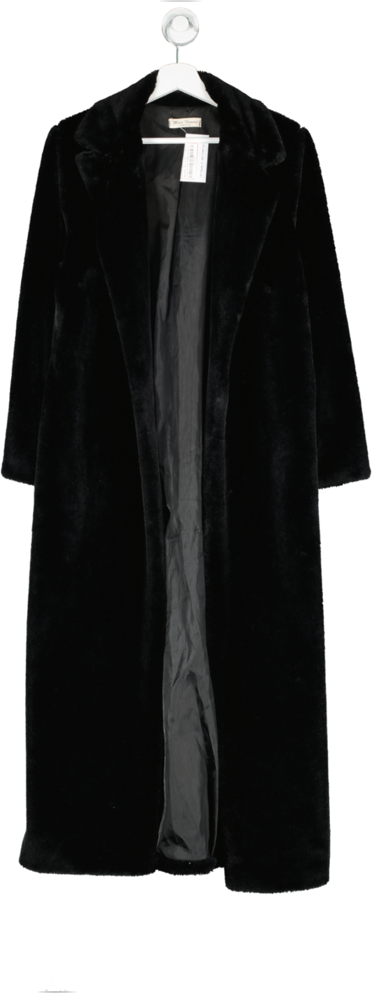 Maia Hemera Black Longline Fur Look Coat One Size