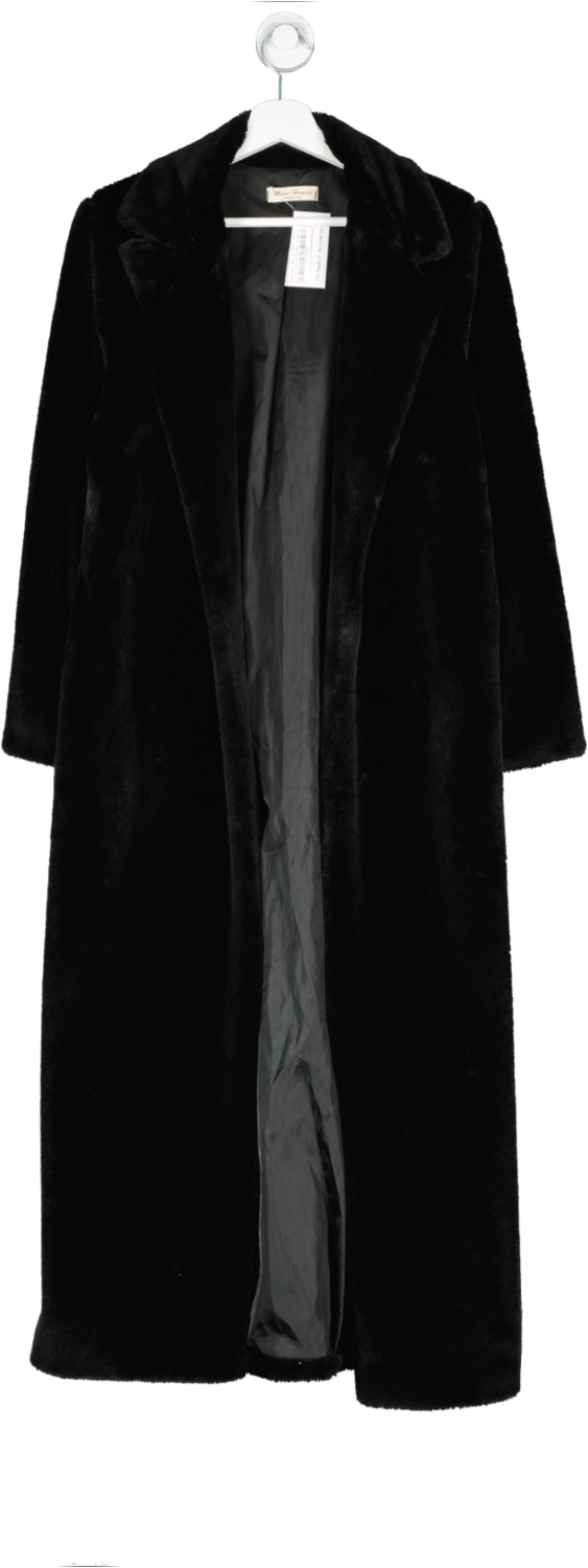 Maia Hemera Black Longline Fur Look Coat One Size