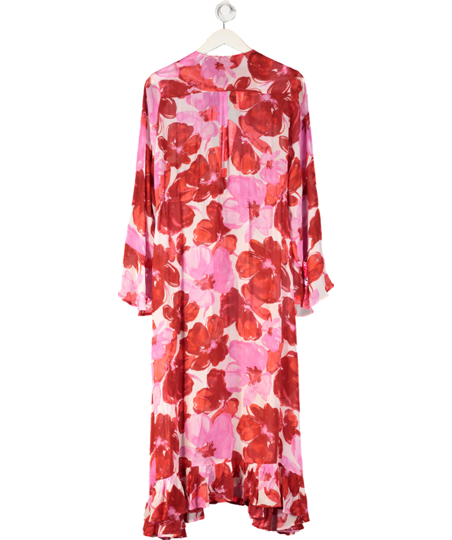 Evarae Pink Summer Reverie Arna Floral Georgette Kaftan Dress UK S